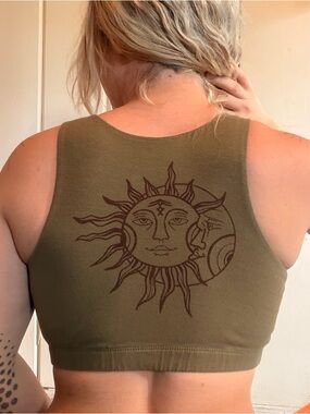 Sun and Moon Olive Green Racerback Crop Top